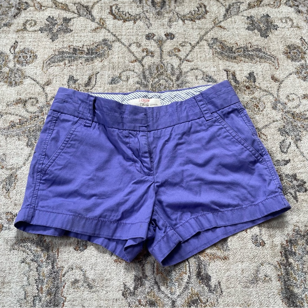 J.Crew Chino Broken-in Women’s  Lightweight Purple  Shorts size 00 Mid Rise EUC